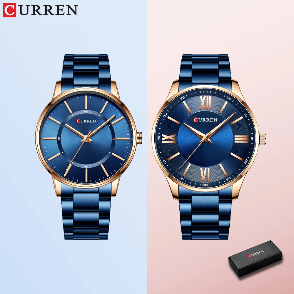 

Классические простые кварцевые наручные часы CURREN, пара, часы с браслетом из нержавеющей стали