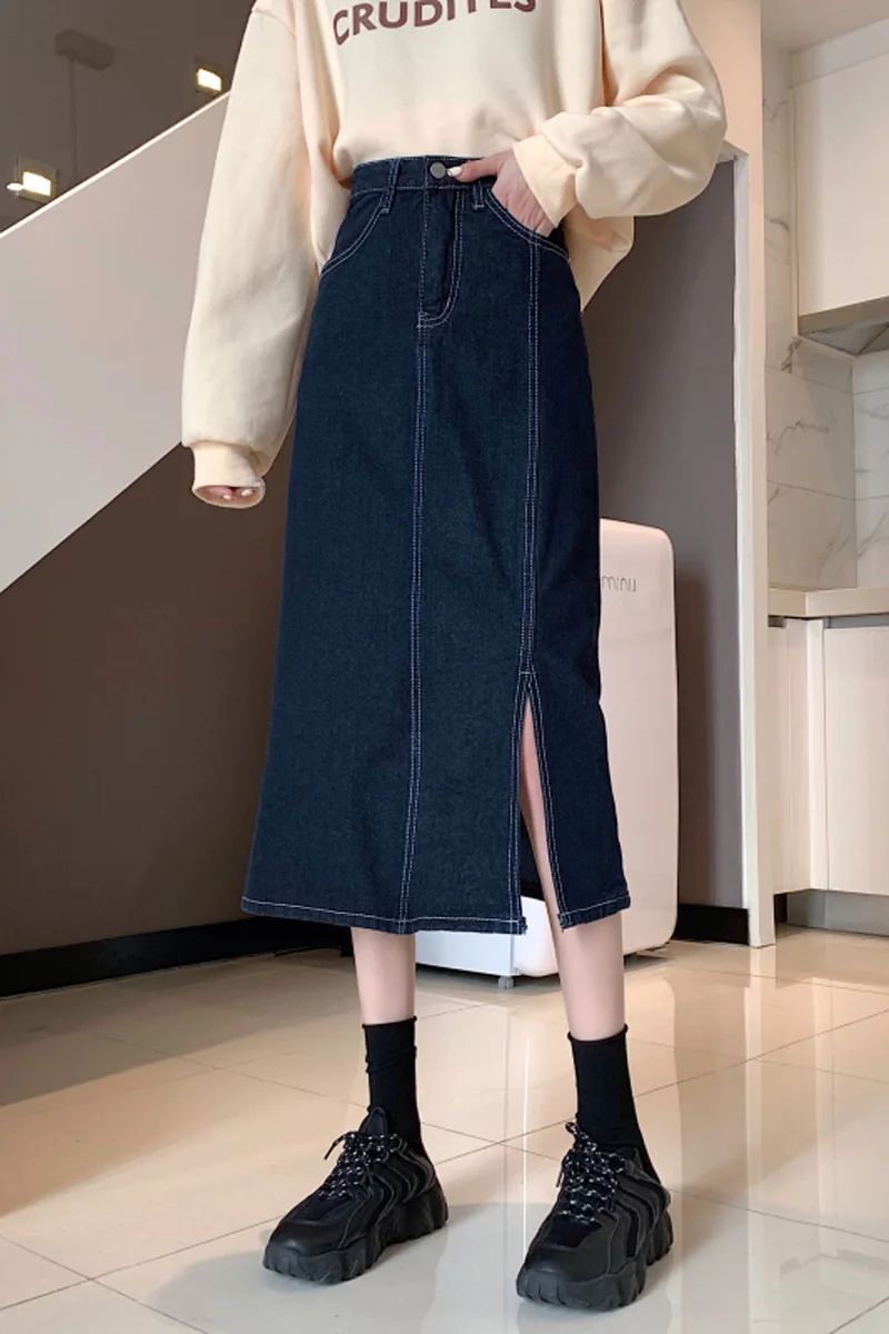 

Blue skirt new denim skirt in spring 2021