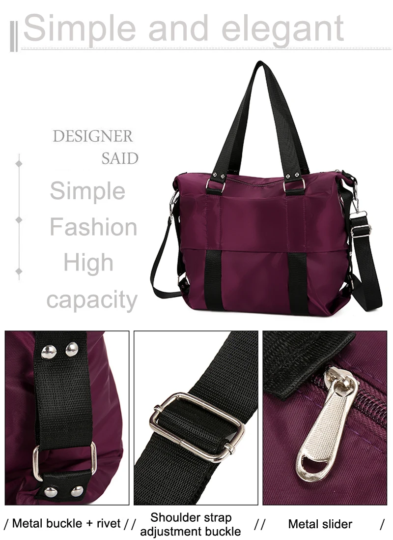 2019New многоцветная нейлоновая сумка на одно плечо большого размера Женская