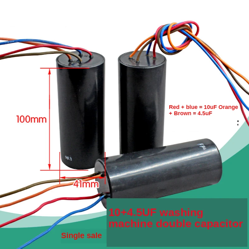 

1pc CBB60 10+4.5uf double capacitor 4-wire start capacitor double cylinder washing machine capacitor
