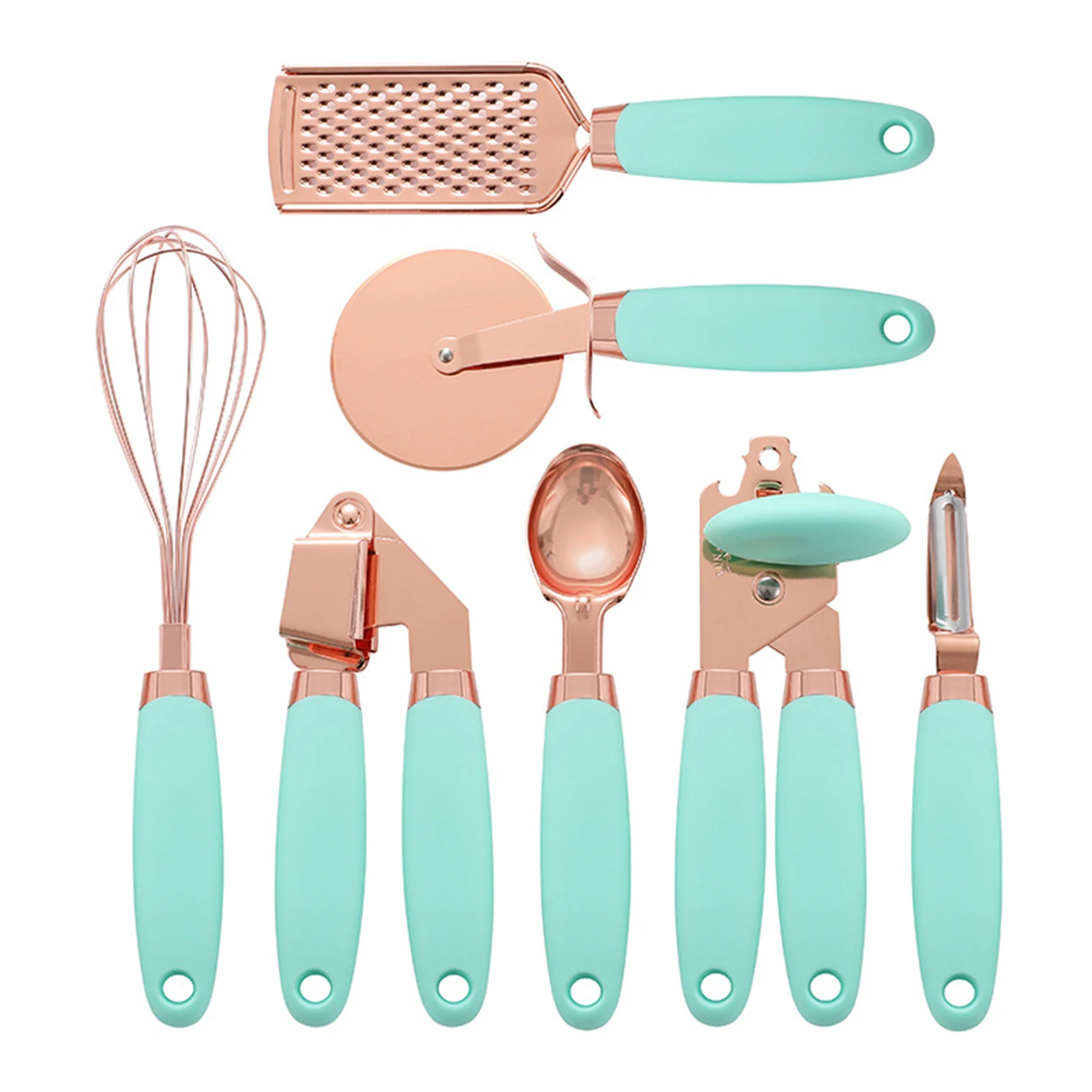 

7pcs Garlic Press High End Temperature Resistance Home Kitchen Tool Set Eggs Beater Grater Cooking With Hole Stainless Steel