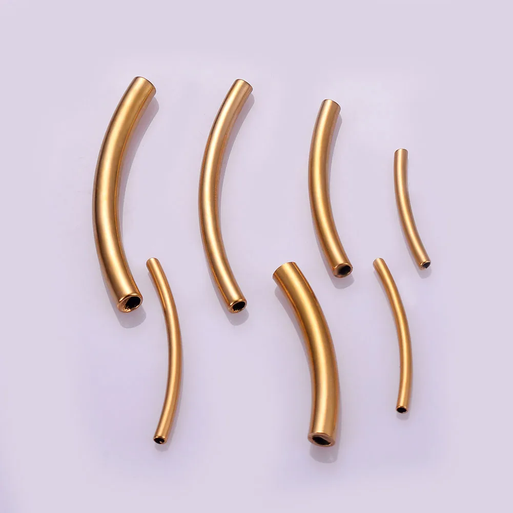 Длинная изогнутая трубка для лапши из нержавеющей стали гладкая Золотая