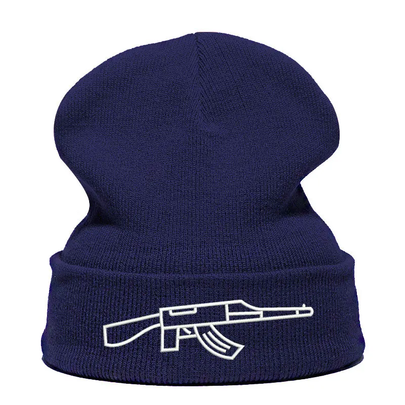 Beanie шляпа Skullie Кепки смутная зима вышивка в стиле панк Для мужчин Для женщин подростков уличных танцев забавные по заказу покупателя хип-хоп-автоматом AK