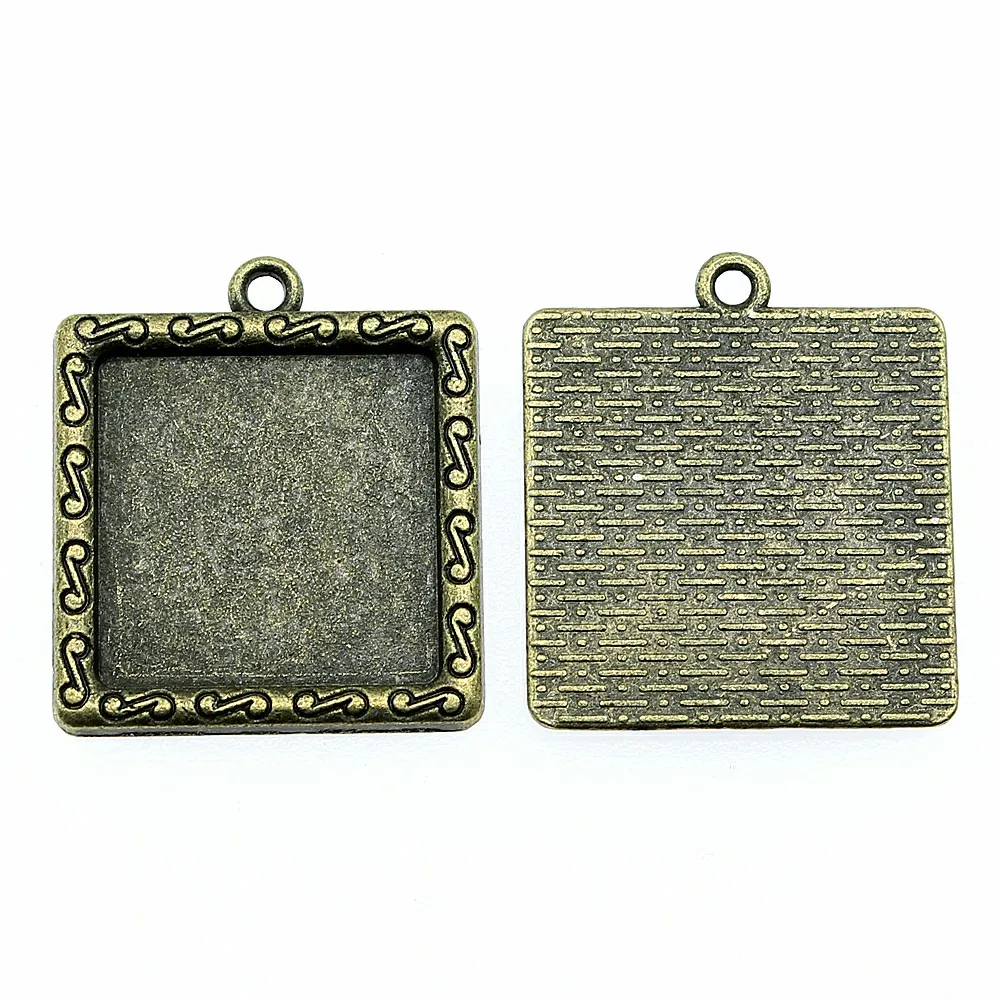 

6pcs Vintage Style Cabochon Base Setting DIY Jewelry Accessories Antique Bronze Plated Fit 20mm Square