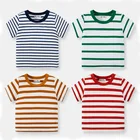 Детская футболка xxx, одежда для мальчиков и девочек, костюм для младенцев с короткими рукавами, хлопковая детская одежда, полосатые летние топы 2021