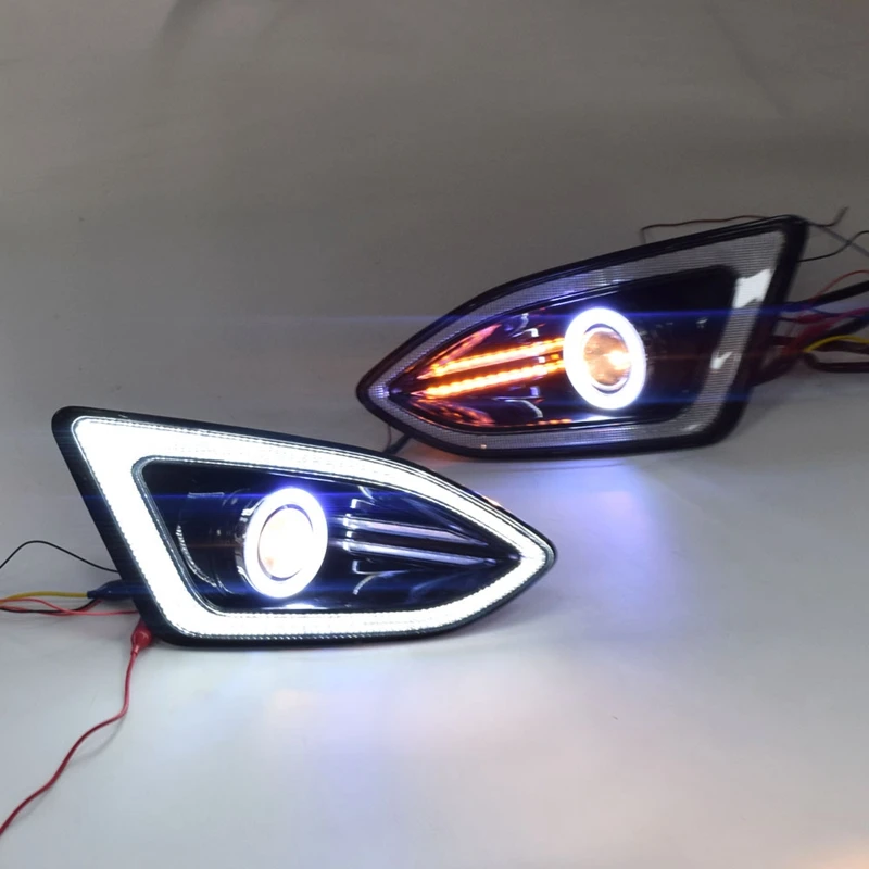 Светодиодный дневный ходовой светильник DRL противотуманная фара с COB Angel Eye 12V
