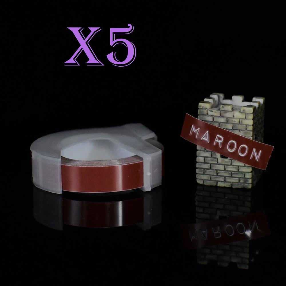 Maroon Многоцветный 5 рулонов 3D 9 мм ПВХ тиснение этикеток лента совместимый с dymo 1610 12965 ручной принтер этикеток для Motex E101 производитель этикеток - Цвет: Maroon