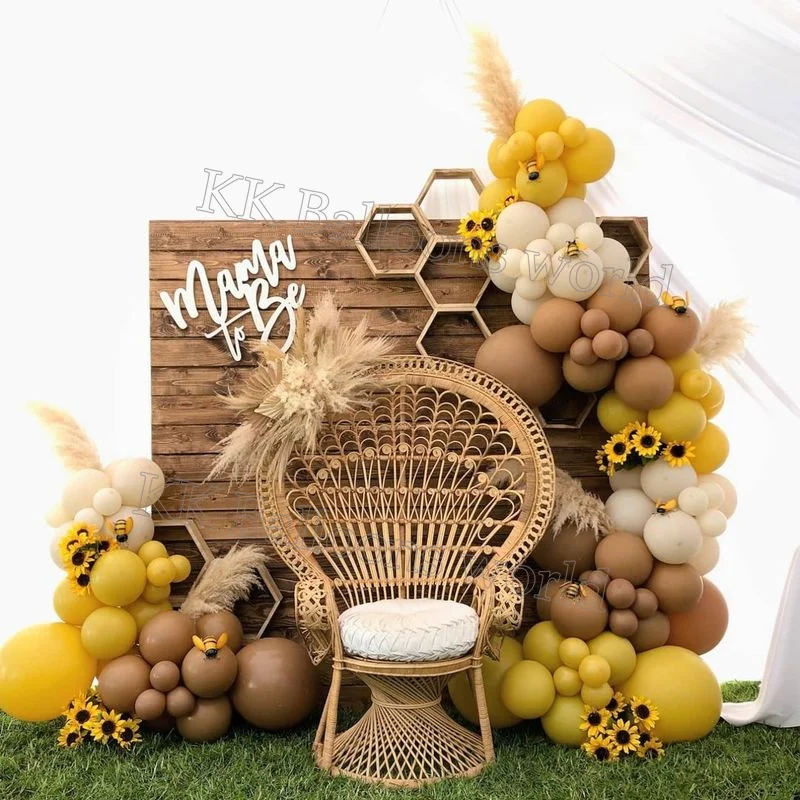 

DIY Balloon Garland Wedding Supplies Birthday Party Matte Lemon Balloon Arch White Sand Caramel Brown Baby Shower Decoration