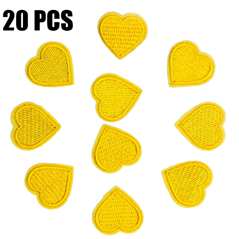 20PCS Yellow DIY Аксессуары 20 шт Любовь красное и розовое сердце Железо на патч наклейки для одежды шитье на вышитые 2,6*2,4 см - Цвет: 20PCS Yellow