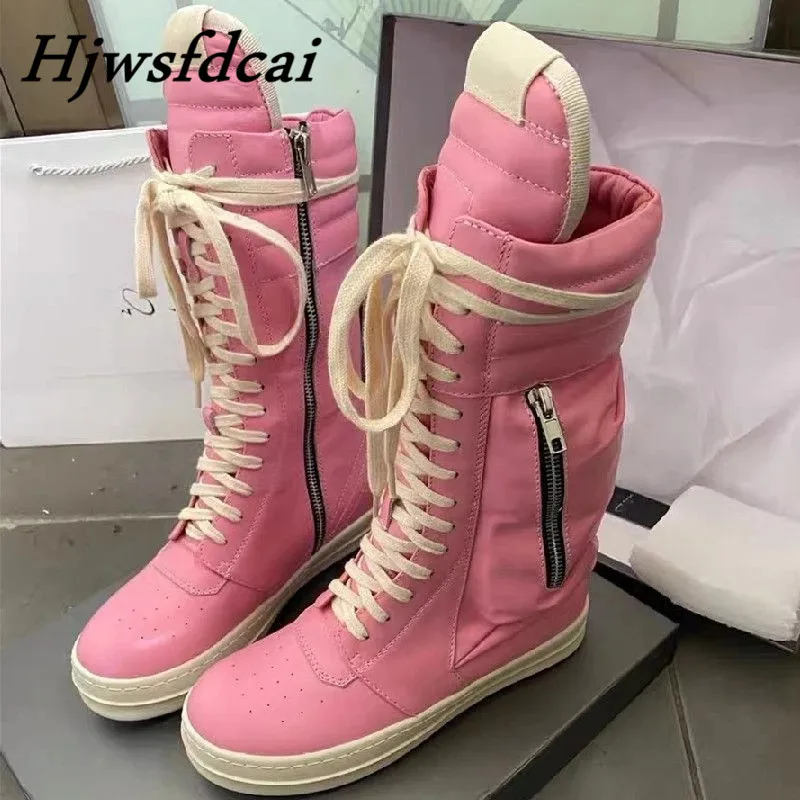 

Женские мотоциклетные ботинки Hjwsfdc из натуральной кожи, мужские Роскошные зимние сапоги до середины икры для верховой езды, повседневная об...