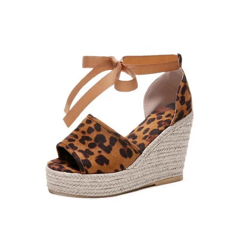 

Women Wedge Sandals Female Floral Bowknot Platform High Heel Sandals Fashion Ankle Strap Open Toe Ladies Shoes