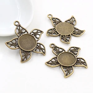 20шт 12 мм внутренний размер античная бронза пять точек цветок стиль кабошон базовая Камея Установка Подвески