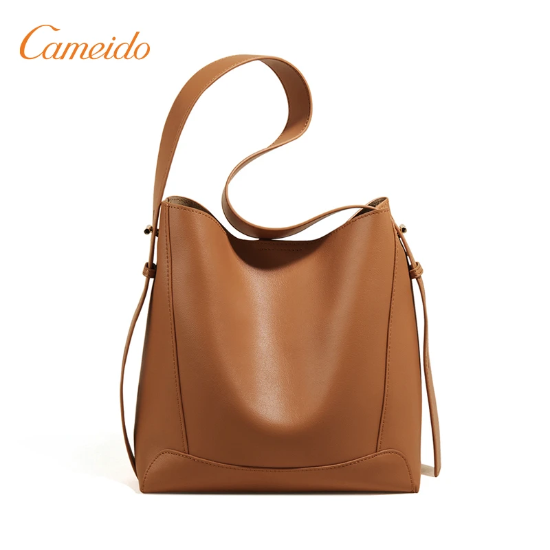 

Cameido Bucket Bag Women's Large Capacity Single Shoulder Messenger Bags Commuter Leather Ladies Tote Bag