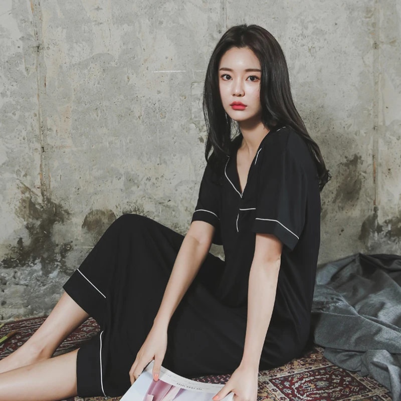 

Women Cotton Sleepwear Large Sizes Short Sleeve Long Skirt Night Dresses Plus Size Nightgowns Loose Nightdress Home Clothes