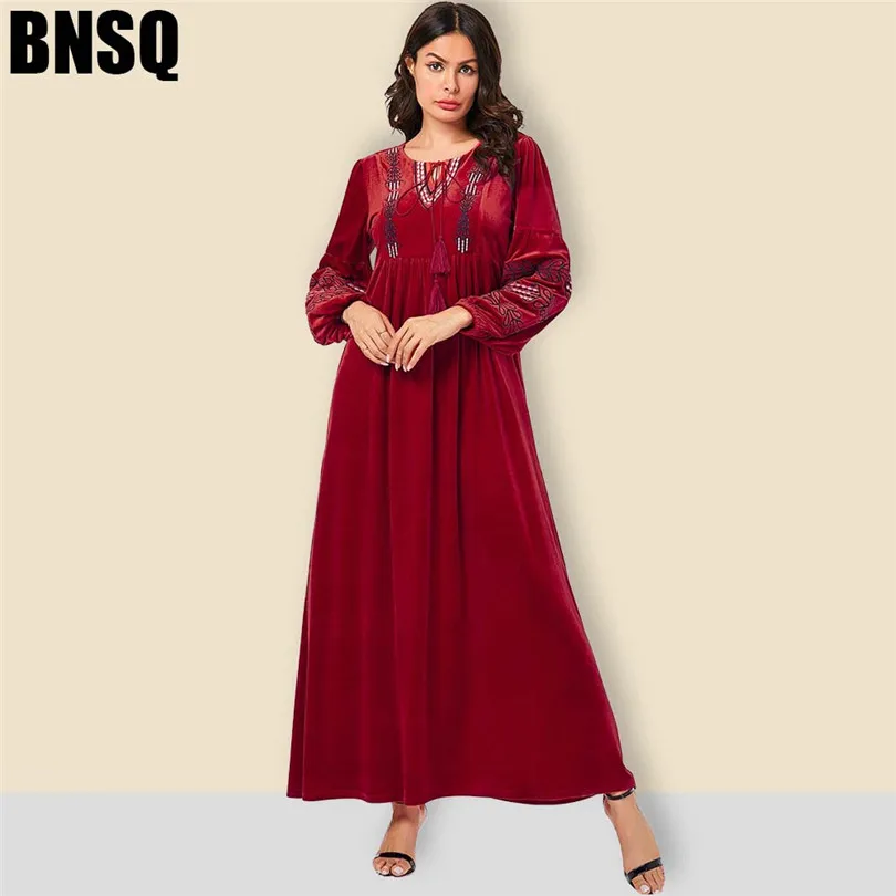 Женское мусульманское платье абайя с вышивкой скромное модное исламское Кафтан