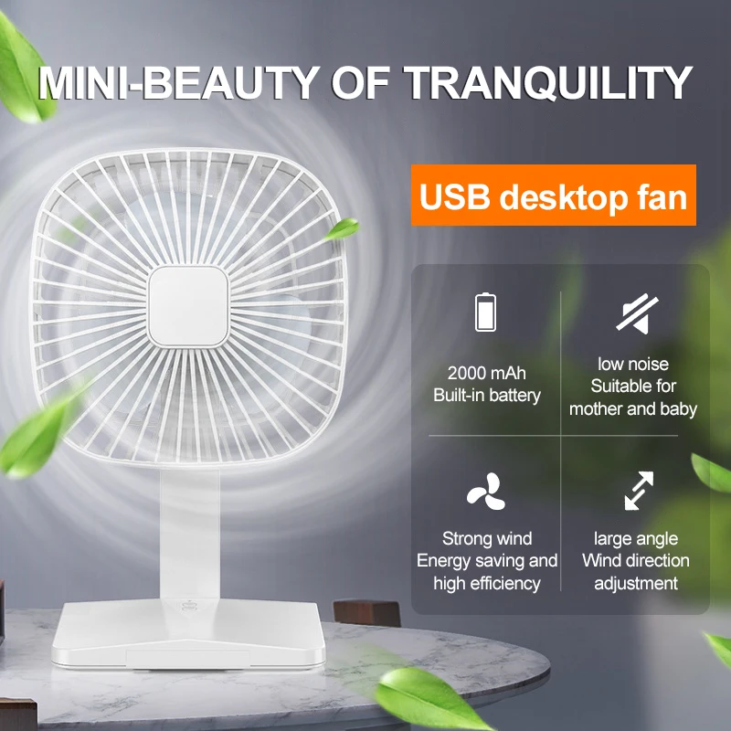 

1PC Mute Desktop Fan Portable Usb Fan Multi Function Charge Fan Mini Liftable With Pull-out Phone Holder Office Dormitory Tool