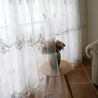 Шторы с вышивкой в европейском стиле для гостиной, шторы из тонкой ткани с голубыми цветами, занавески на окна