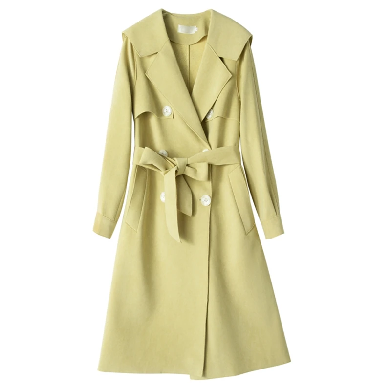 Женский Длинный тренчкот с воротником стойкой свободная ветровка в студенческом