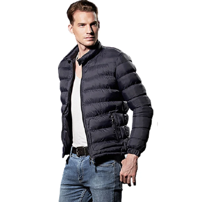 Men's winter coat in light and pure color winter coat warm European and American nylon cotton-padded jacket