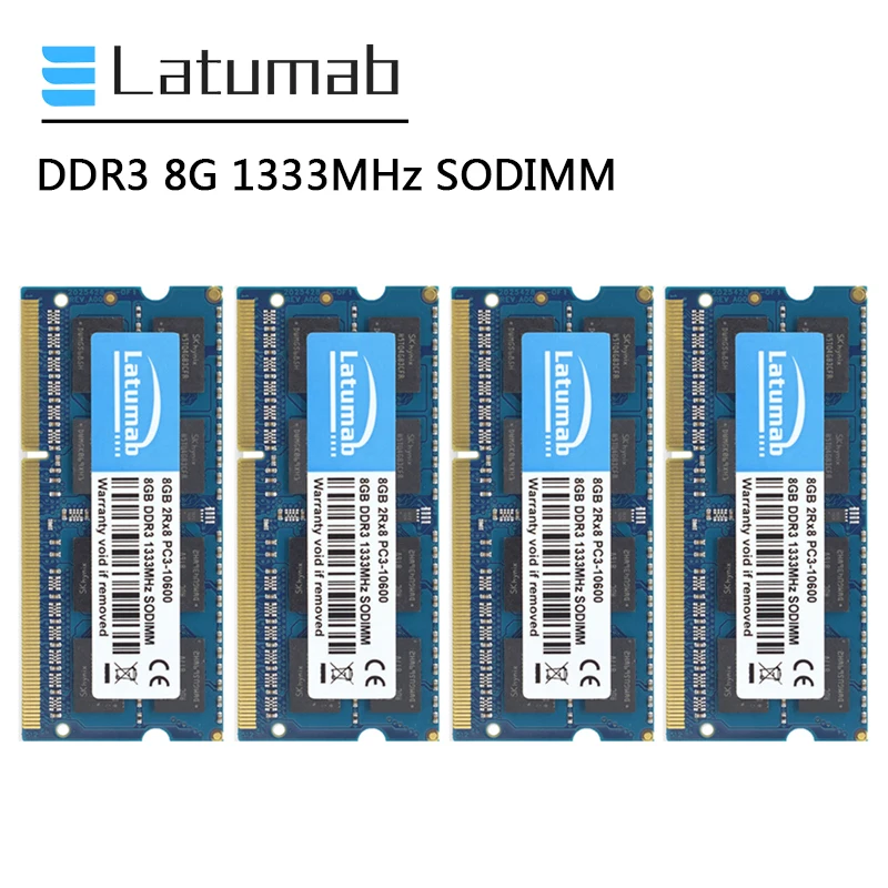 Latumab ОЗУ DDR3 8 ГБ 16 32 1333 МГц память для ноутбука PC3 10600 SODIMM 204Pin 1 5 в Memoria модуль