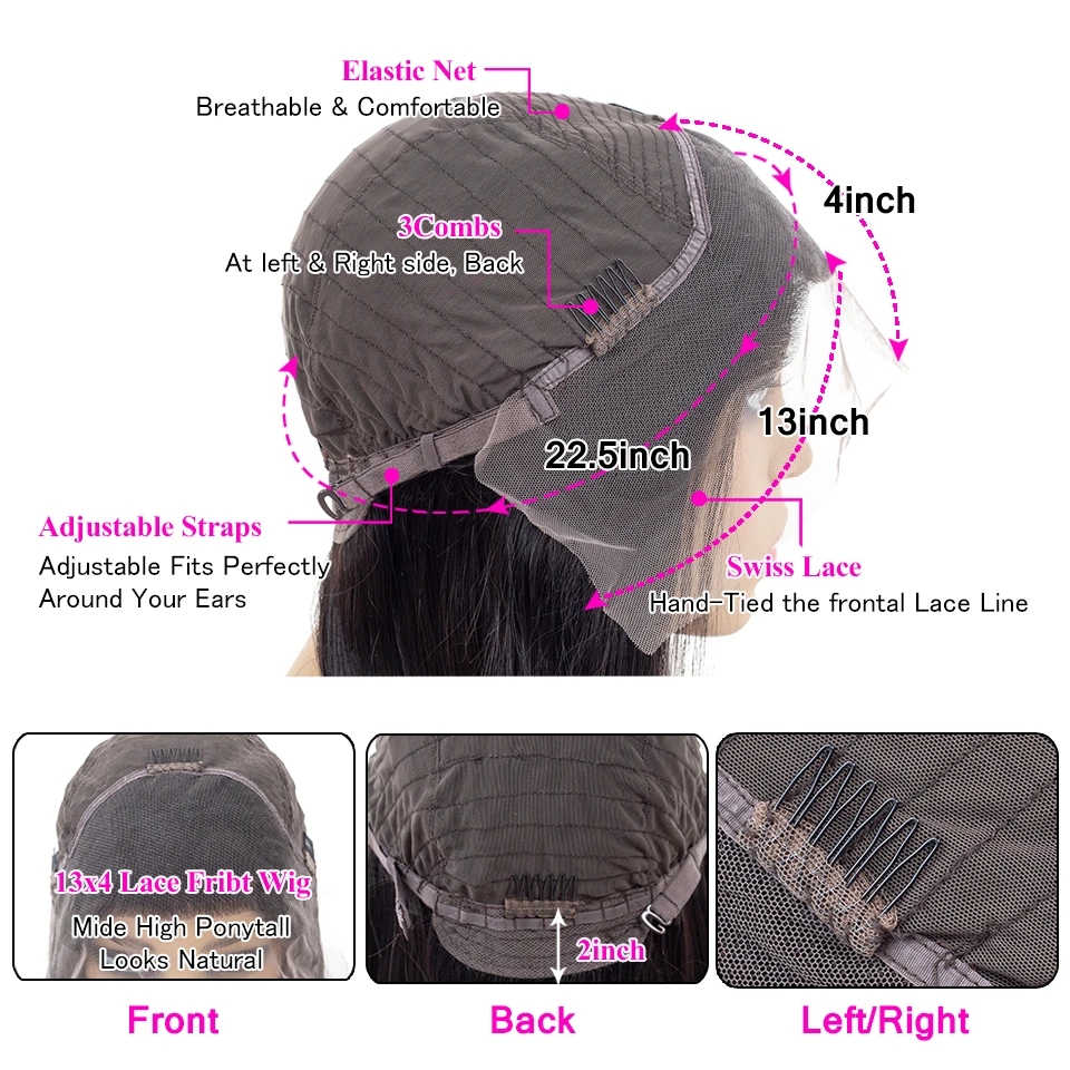 Парик Pixie Cut короткие кружевные передние парики бразильские Прямые 13х4 Remy боковые