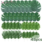 Искусственные Пальмовые Листья для гавайской вечерние, пластиковые искусственные тропические растения для украшения стола, домашнее садовое украшение, 45 шт.