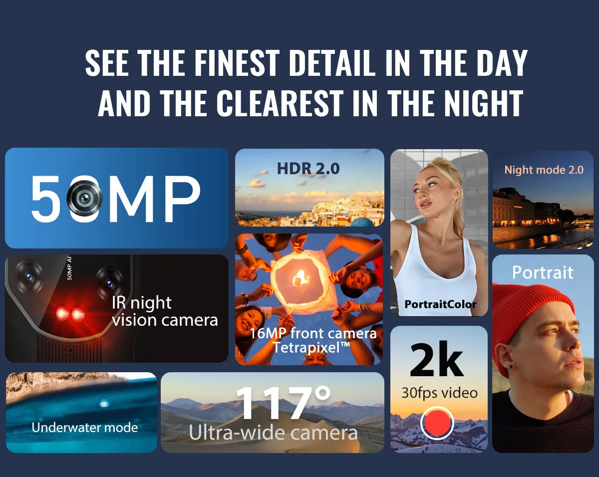 Смартфон Blackview BV8800 защищенный IP68/IP69K 8 + 128 ГБ Helio G96 6 58 дюйма Android 11 NFC 8380 мАч |