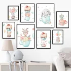 Милый олень, лиса, кролик, динозавр, Лев, Детская настенная живопись, холст, скандинавские постеры и принты, настенные фотографии, декор для детской комнаты