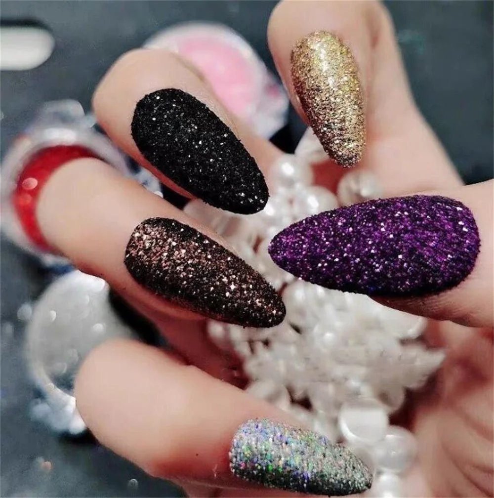 

6Jars/Set Black Coffee Nail Art Diamond Glitter Powder UV Gel Polish Sparkly Metal Brown Fine Polyester Glitter Nail Decorations