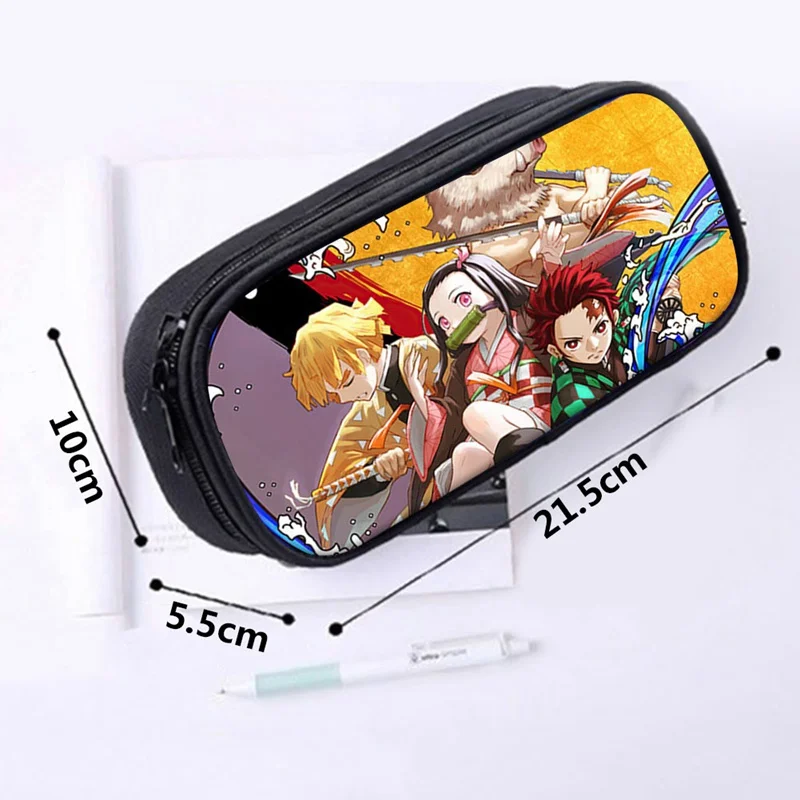 

1pc Japanese Anime Demon Slayer Kimetsu no Yaiba Pencil Case Oxford Fabric Pen Bag Large Capacity Stationery Storage Pouch