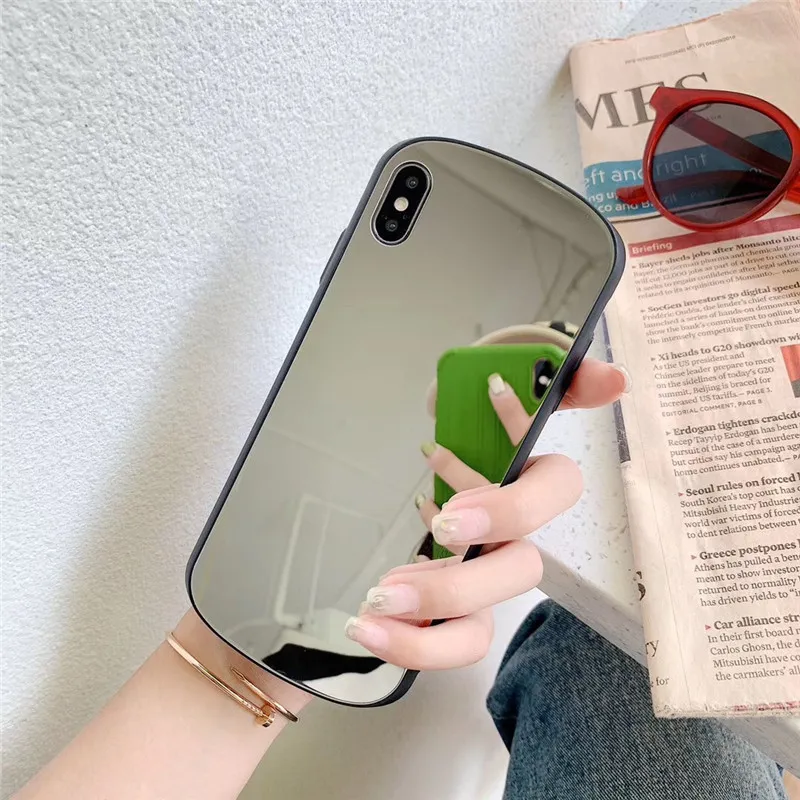Девушка макияж зеркало квадратный чехол для телефона для iPhone 11 Pro Max XR XS Max 7 8 6S Plus чехол мягкий TPU Сторона+ PC полный корпус чехол для телефона