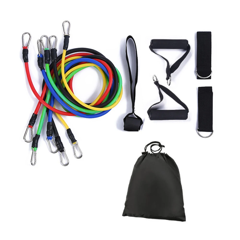 11 PCS Resistance Tube Bands Door Anchor Ankle Straps Cushioned Handles with Carry Bags for Home Fintess Exercise Workout | Спорт и