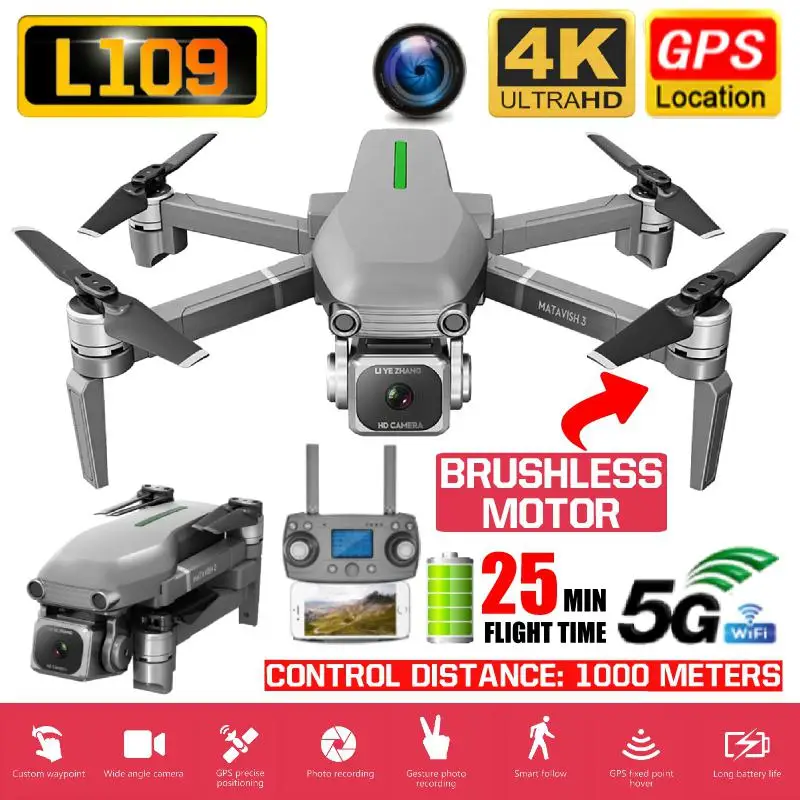 L109/L109-S1 дрона с дистанционным управлением GPS 4K HD Камера 5G WI-FI видом от первого лица