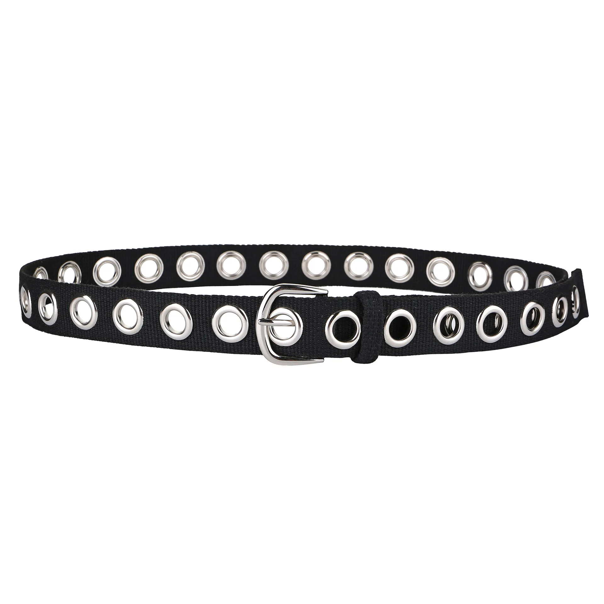 Fashion new polyester cotton belt ladies casual pin buckle Japanese word buckle pants belt full hole belt