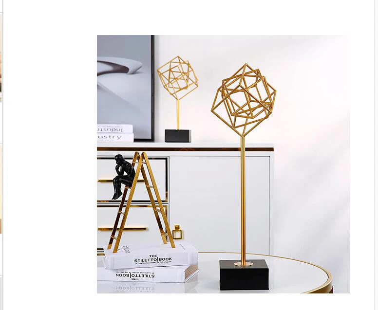 

Modern Simple Home Desk Metal Ornaments Crafts Decoration Hotel Livingroom Fengshui Table Figurines Office Accessories Decor Art