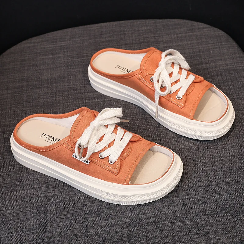 

Half slippers women 2021 summer new casual fashion hollow out toe net celebrity street fashion student women's slippers