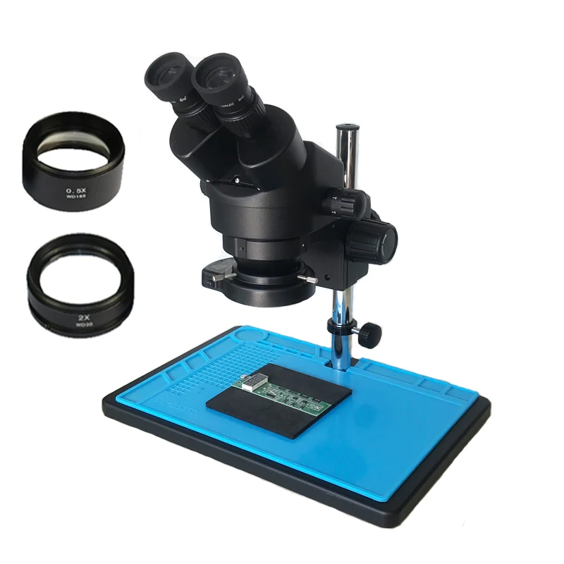 Simul-focal 7X-45X зум Тринокулярный Стерео микроскоп промышленный микроскоп большой регулируемый держатель для стойки 56 светодиодный кольцевой светильник
