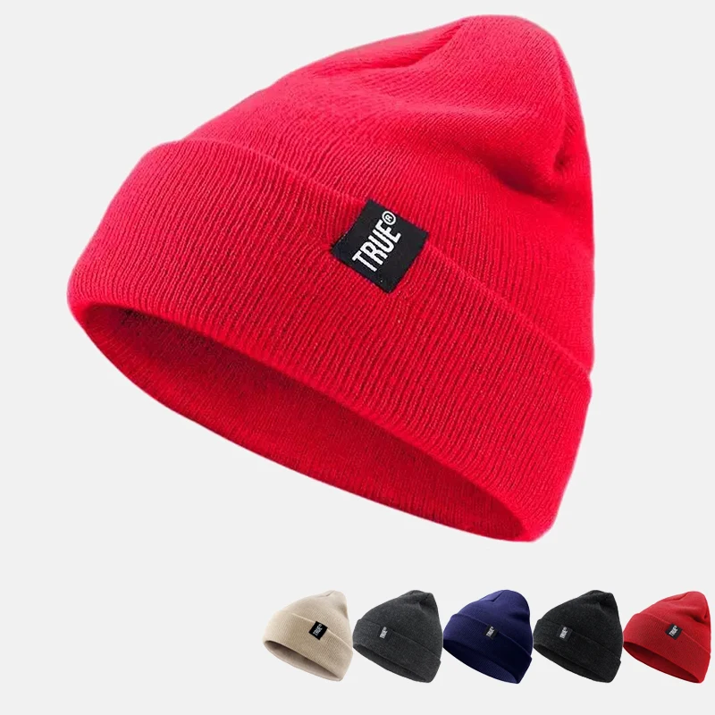 Модные вязанные шапочки Skullies, зимняя шапка с надписью True, мягкая шапка в стиле хип-хоп для мужчин и женщин, повседневные шапочки, шапка унисекс, одноцветная шапка
