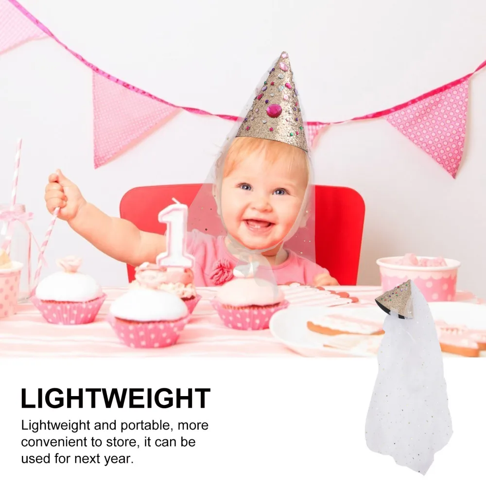 

1PC Delicate Felt Crystal Birthday Hat Baby Holiday Party Decorative Hat(Golden)