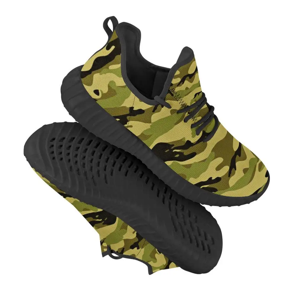 Jungle camouflage custom images logo Flying Weave men's Sneakers Platform Trainers Breathable Mesh Running Shoes Coconut shoes |