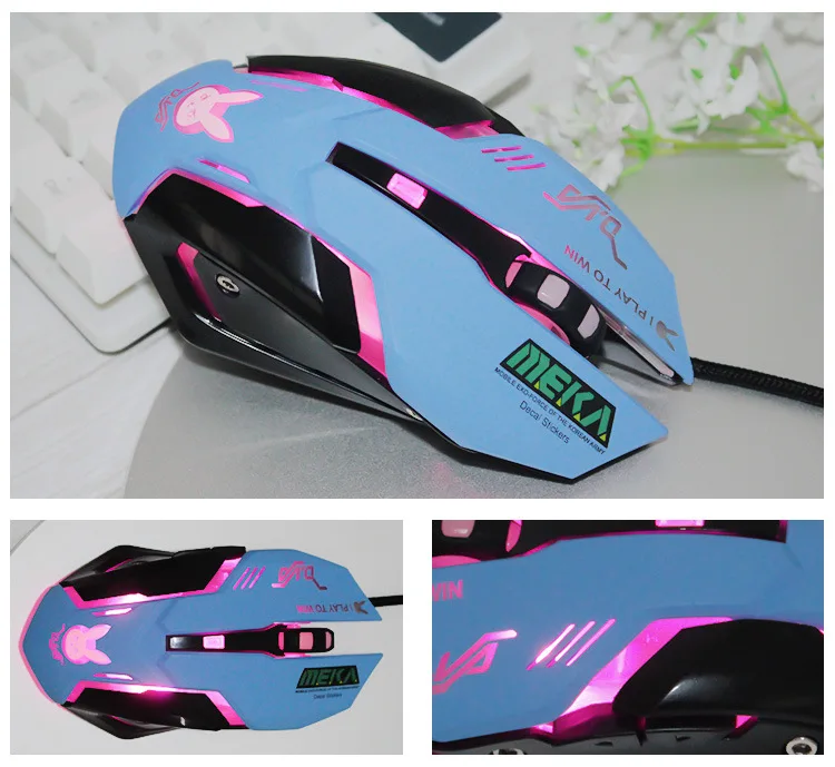 OVERWATCH D. VA Reaper USB Проводная мышь с 6 кнопками дыхания светодиодный игровой подсветкой для ноутбука компьютера/ПК игры OW геймеров