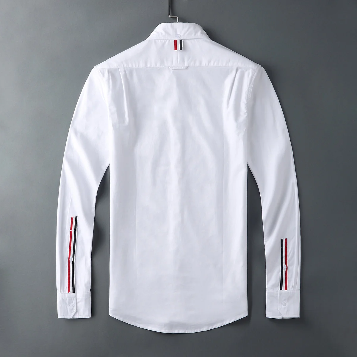 

2021 Fashion TB THOM Brand Shirts Men Slim White Long Sleeve Casual Shirt Turn Down Collar Oxford Cuff ribbons Men's Clothing