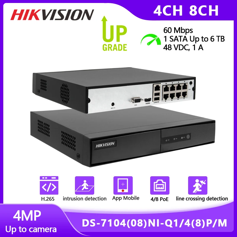 Hikvision 4-канальный 8-канальный сетевой видеорегистратор рекордер с IP-камерой 4 МП