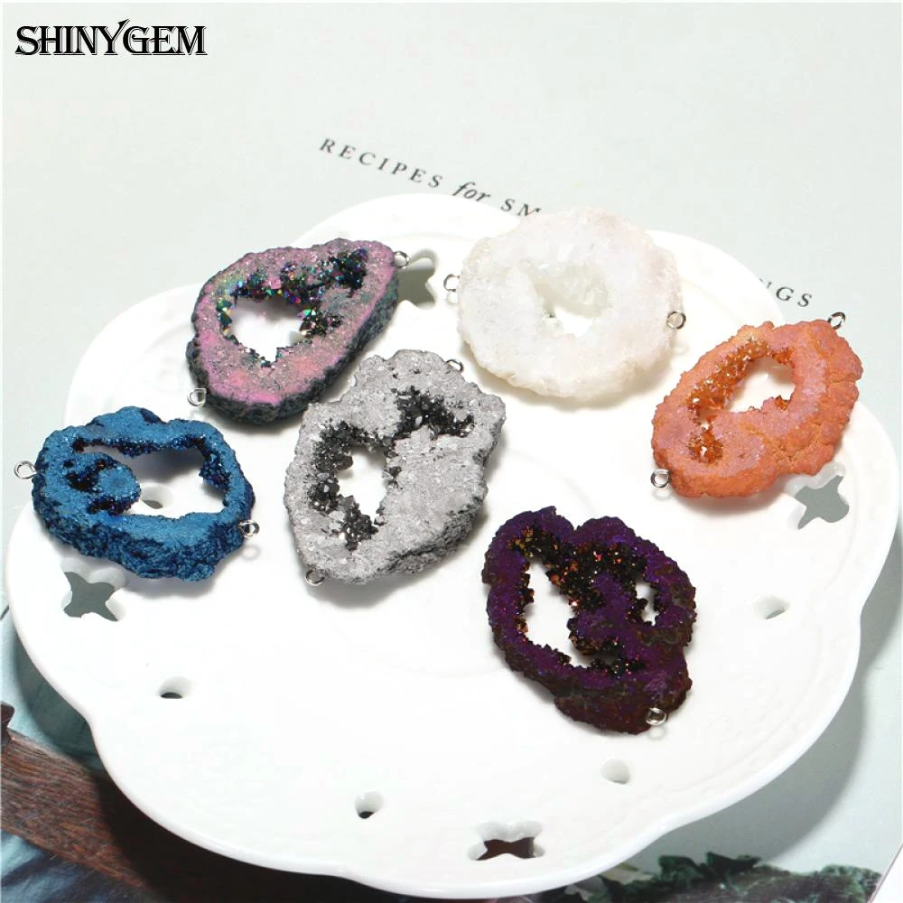 ShinyGem 5 шт. нестандартные натуральные Кристальные подвески необработанные жеоды