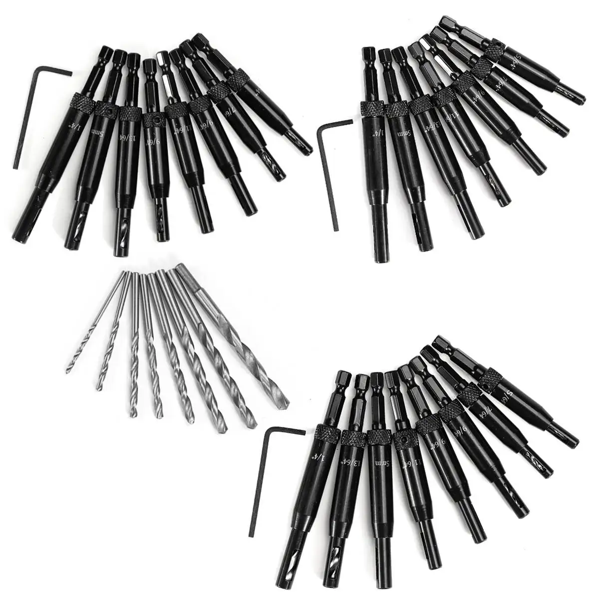 

8/9/17PCS Self Centering Lock Hinge Drill Bit Set Hardware Drawer Pilot Hole Guides For Stainless Steel Drilling Set 5/64"- 1/4"