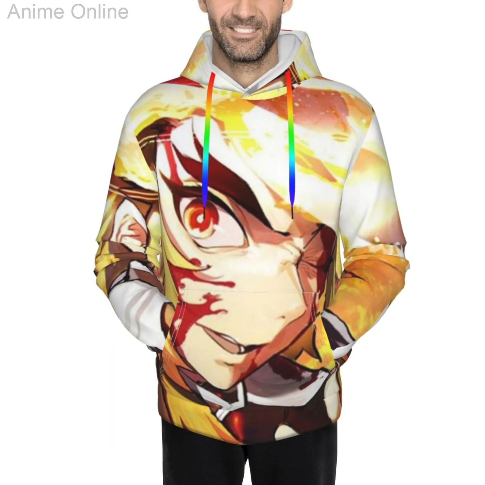 

Новинка 2021 г., стильный удобный пуловер с капюшоном для отдыха, рассекающий демонов, с 3D принтом