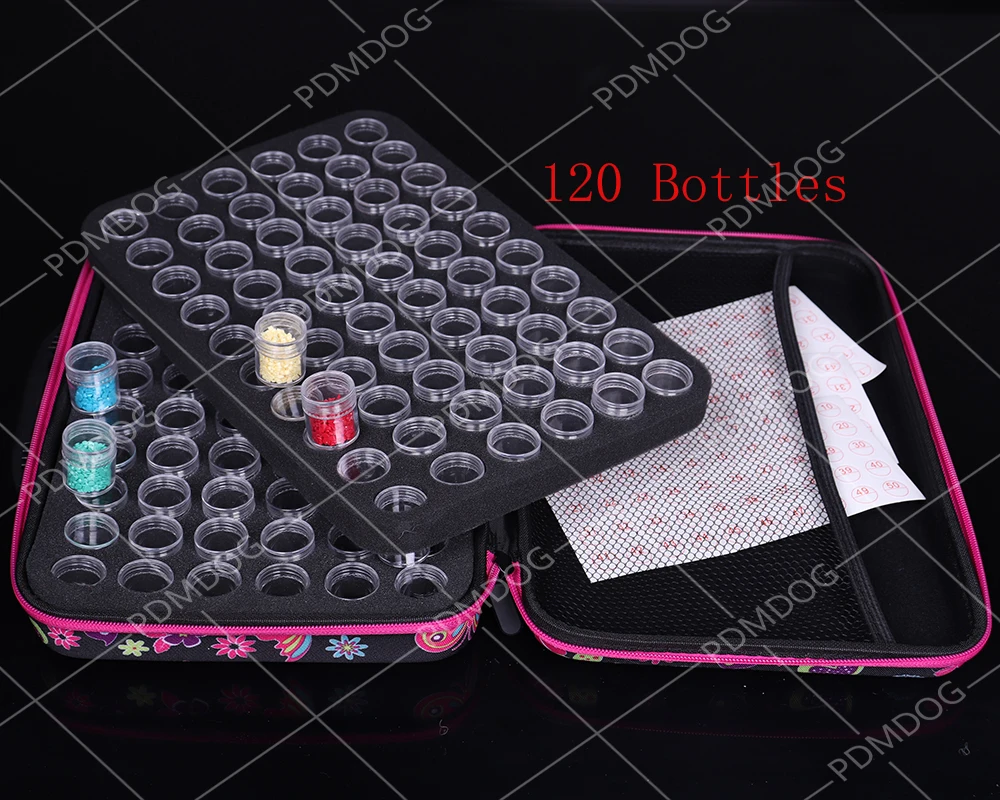 

120 Bottles Diamond Painting Accessories Tool Carry Case Blind Box Container Diamond butterfly Storage Bag Case Embroidery Mosai