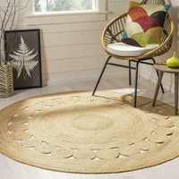 rug 100 natural jute 60x60cm jute round rug reversible modern rustic look rug and carpets for home living room