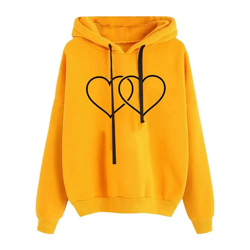 

Double Heart Printed Sweatshirt Women's Hoodies Loose Fit Long Sleeve Pullover Hoodie Autumn Winter Women Sweatshirt Streetwear