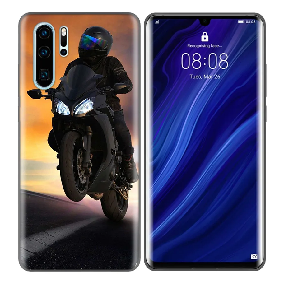 Черный силиконовый чехол для huawei P30 P20 P10 mate 30 20 10 Lite Pro Coque сумки Обложка Capas Back moto внедорожный мотоцикл Спорт